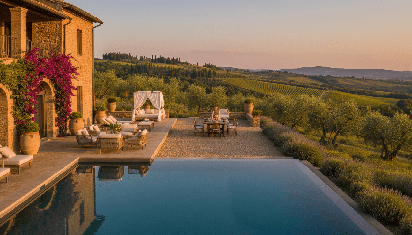 Private Villa Rentals - Exclusive Italian villa with pool overlooking Tuscan landscape