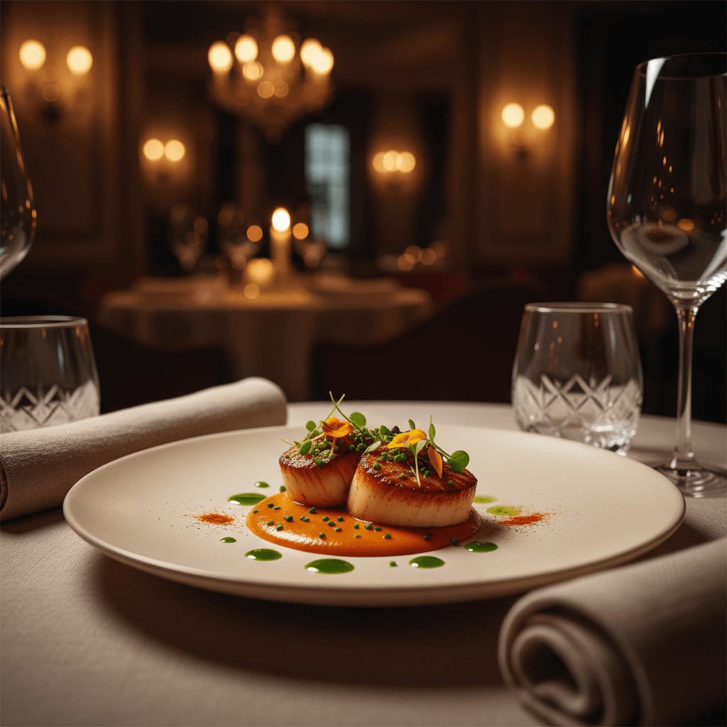 Elegantly plated Michelin-starred Italian cuisine with wine service