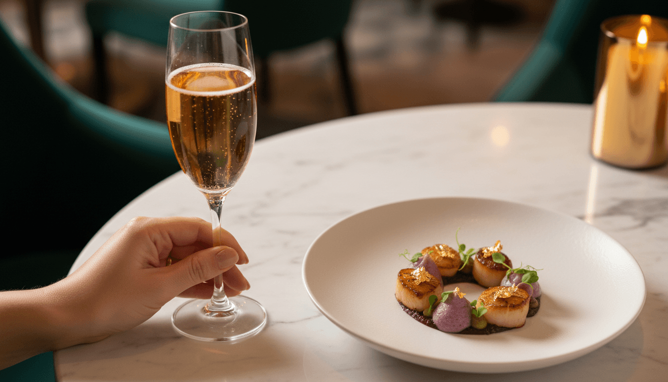 Michelin-starred dining experience with champagne